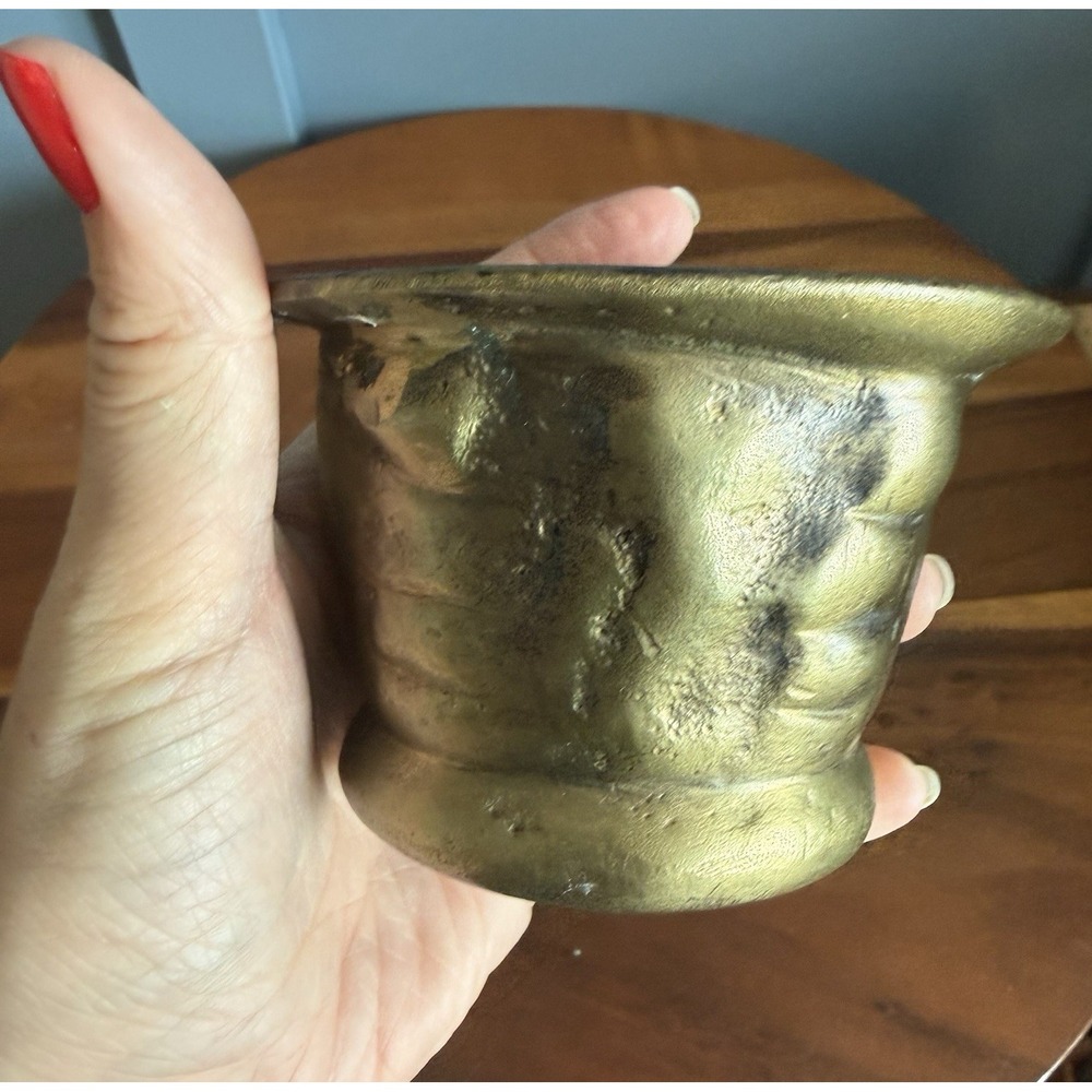Antique European Bronze Apothecary Mortar & Pestle 17th Century Style 3lb - Picture 4 of 10